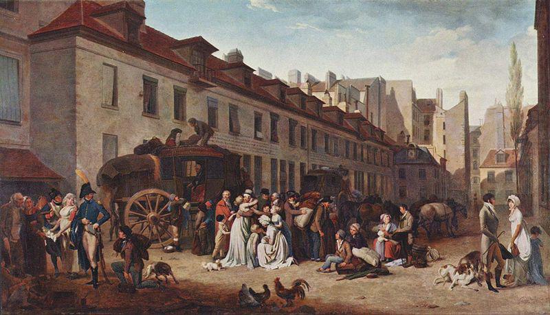 Louis-Leopold Boilly The Arrival of the Diligence (stagecoach) in the Courtyard of the Messageries china oil painting image